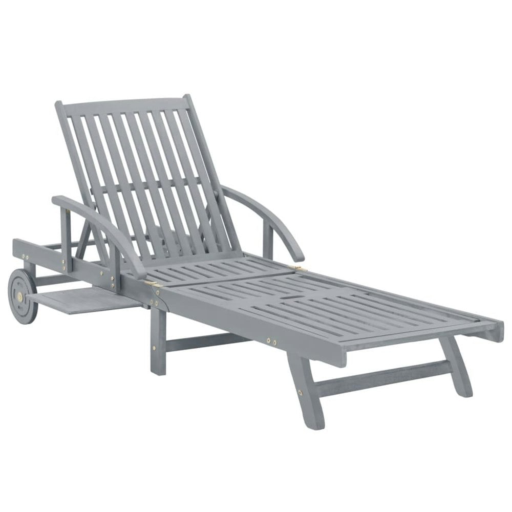 Berkfield Garden Sun Lounger Grey Solid Acacia Wood