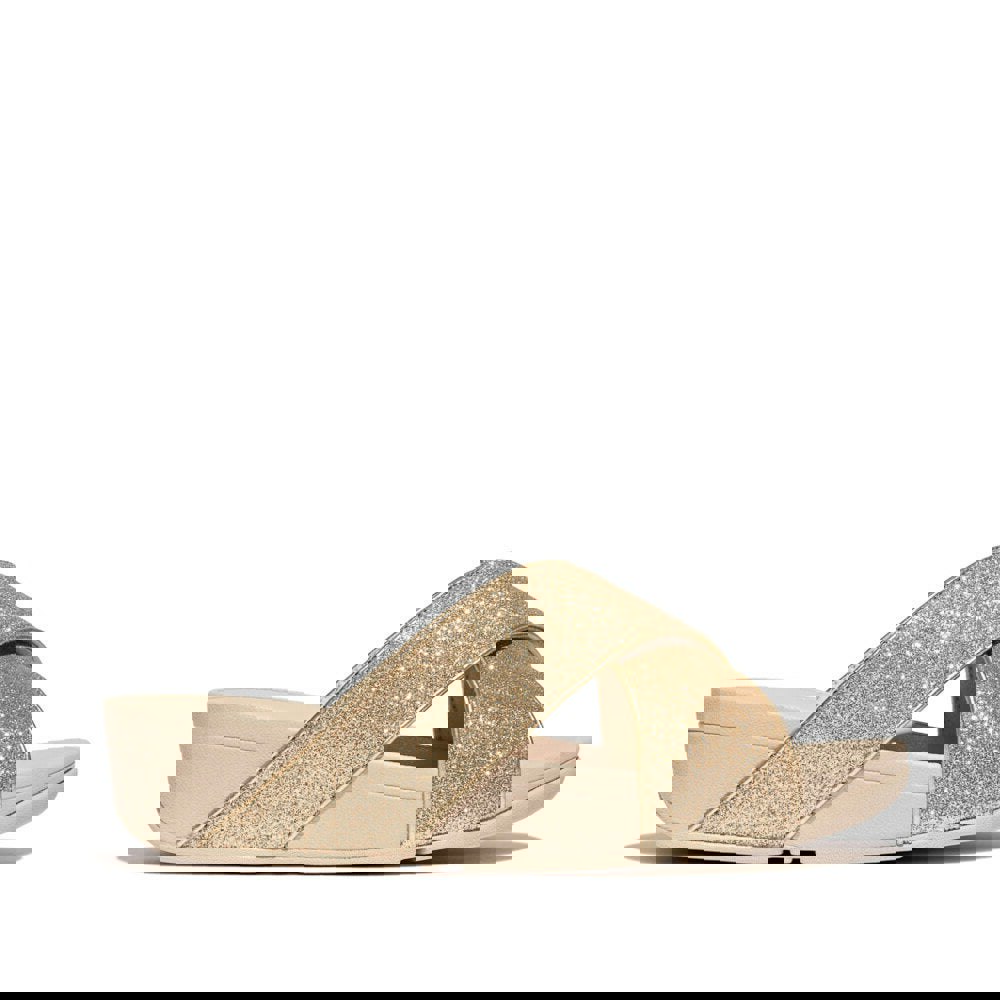 FitFlop LULU GLITTERDUST Womens Slides Platino