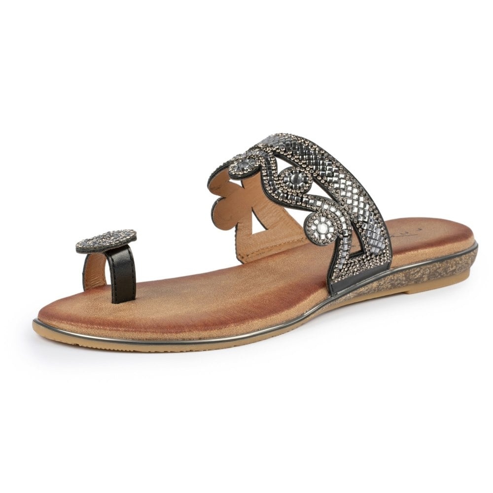 Lunar Womens/Ladies Lynn Sandals - Black/Brown