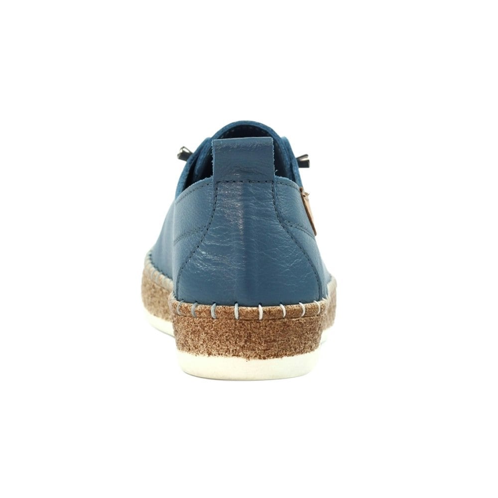 Lunar Womens/Ladies Evie Leather Plimsolls - Mid Blue