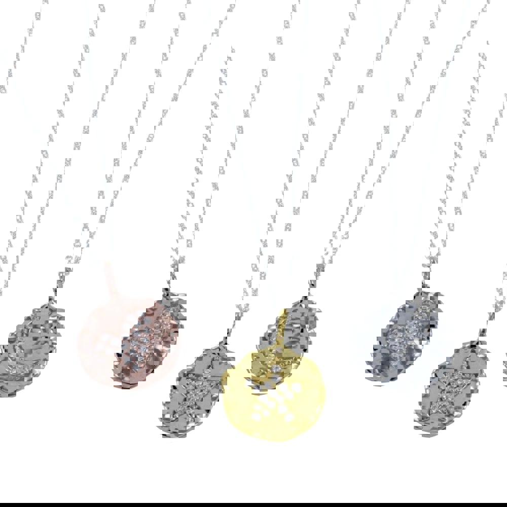 Textured Luna Necklace in Sterling Silver - Reeves & Reeves