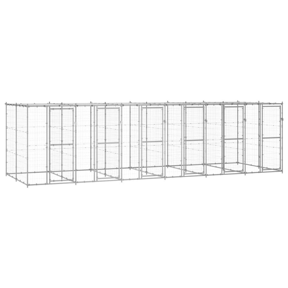 Berkfield Outdoor Dog Kennel Galvanised Steel with Roof 14.52 m2