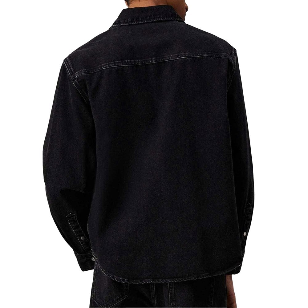 Calvin Klein Mens Linear Denim Regular Shirt - Black