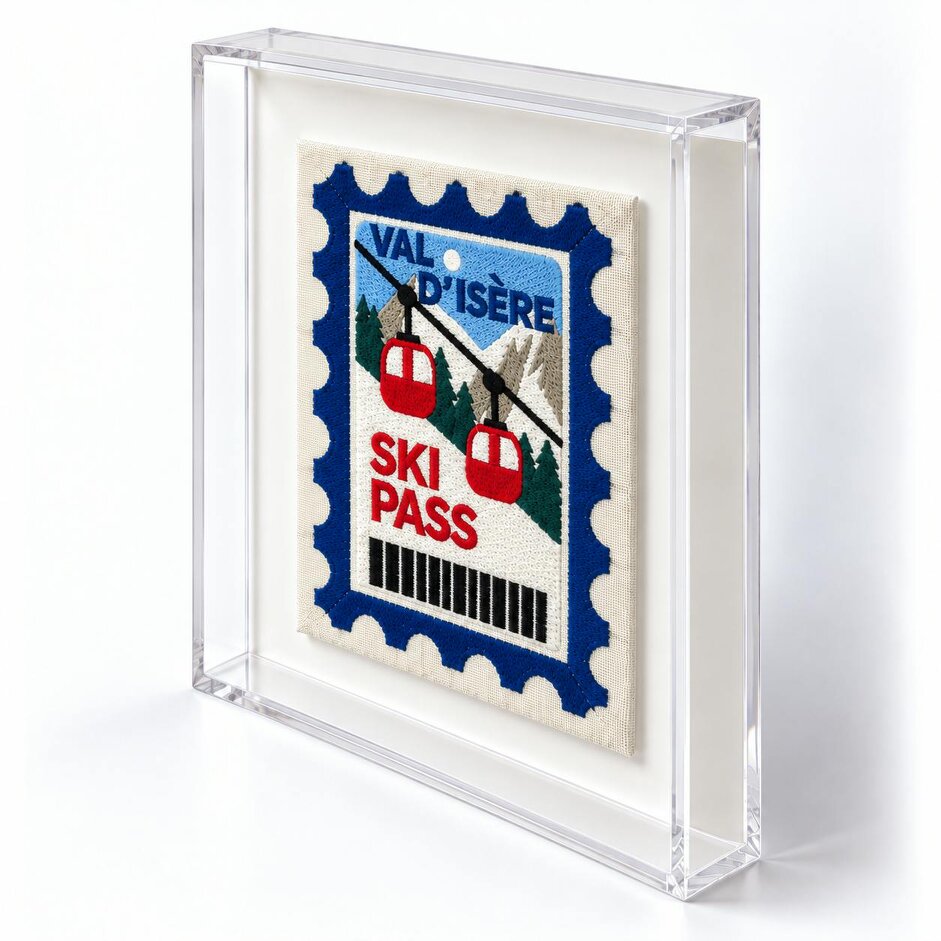 Lilly Loves Val D'isere Embroidered Postcard Artwork