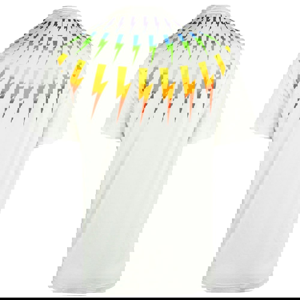 Neil Barrett Multicolour Lightning Bolt White Oversize Tee - Nova Clothing
