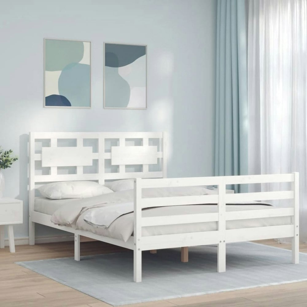 Berkfield Bed Frame with Headboard White 120x200 cm Solid Wood