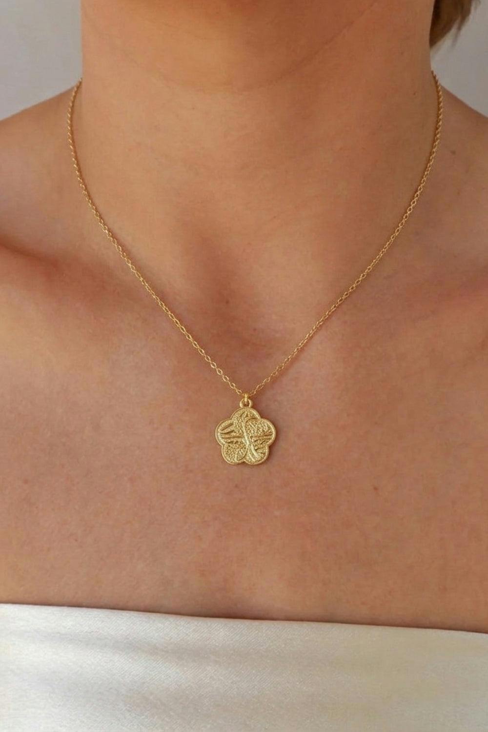 Serla Gold Plated Flower Pendant Necklace