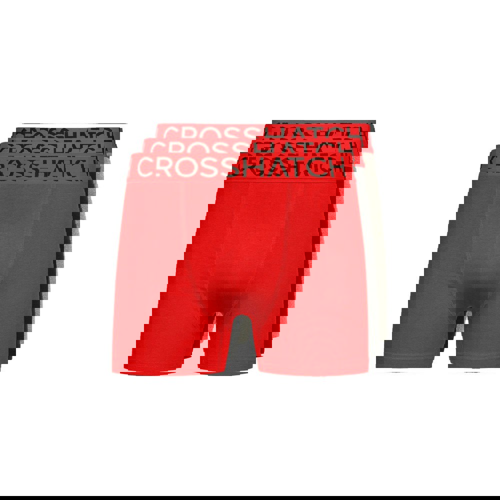Crosshatch Mens Knightling MVE Boxer Shorts (Pack of 3) - Red/Grey/Black