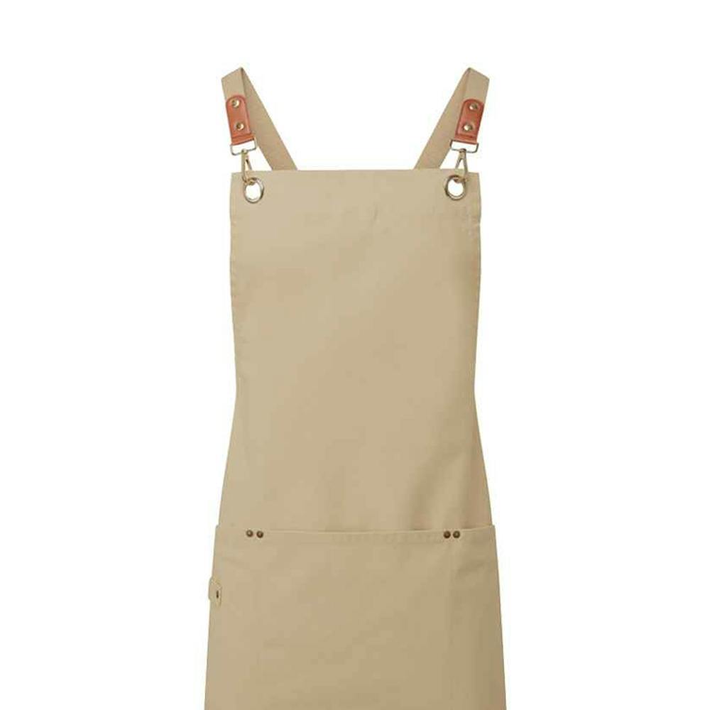 Premier Cross Back Clip Bib Apron - Khaki