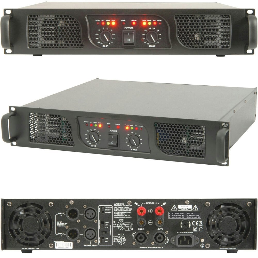 POWERFUL 2000W Stereo Power Amplifier 2 Ohm Studio Amp for Large Speaker Systems Loops