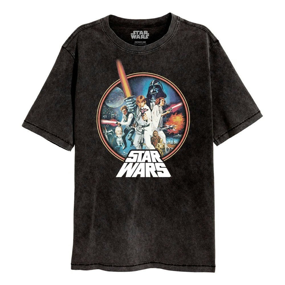 Star Wars Unisex Adult Retro Acid Wash T-Shirt - Black