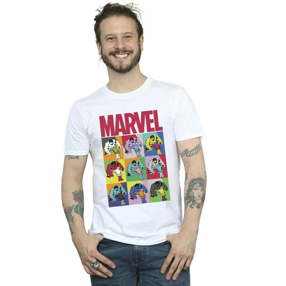 Marvel Mens Hulk Pop Art T-Shirt - White
