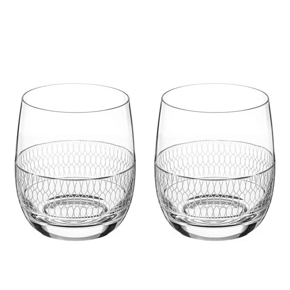 Diamante Elise Hand Etched Crystal Short Tumblers - Set of 2