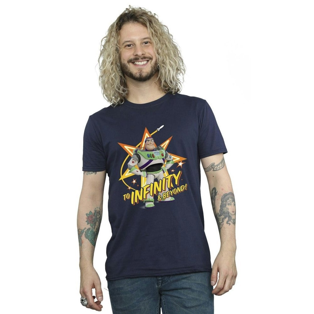 Disney Mens Toy Story Buzz To Infinity T-Shirt - Navy Blue