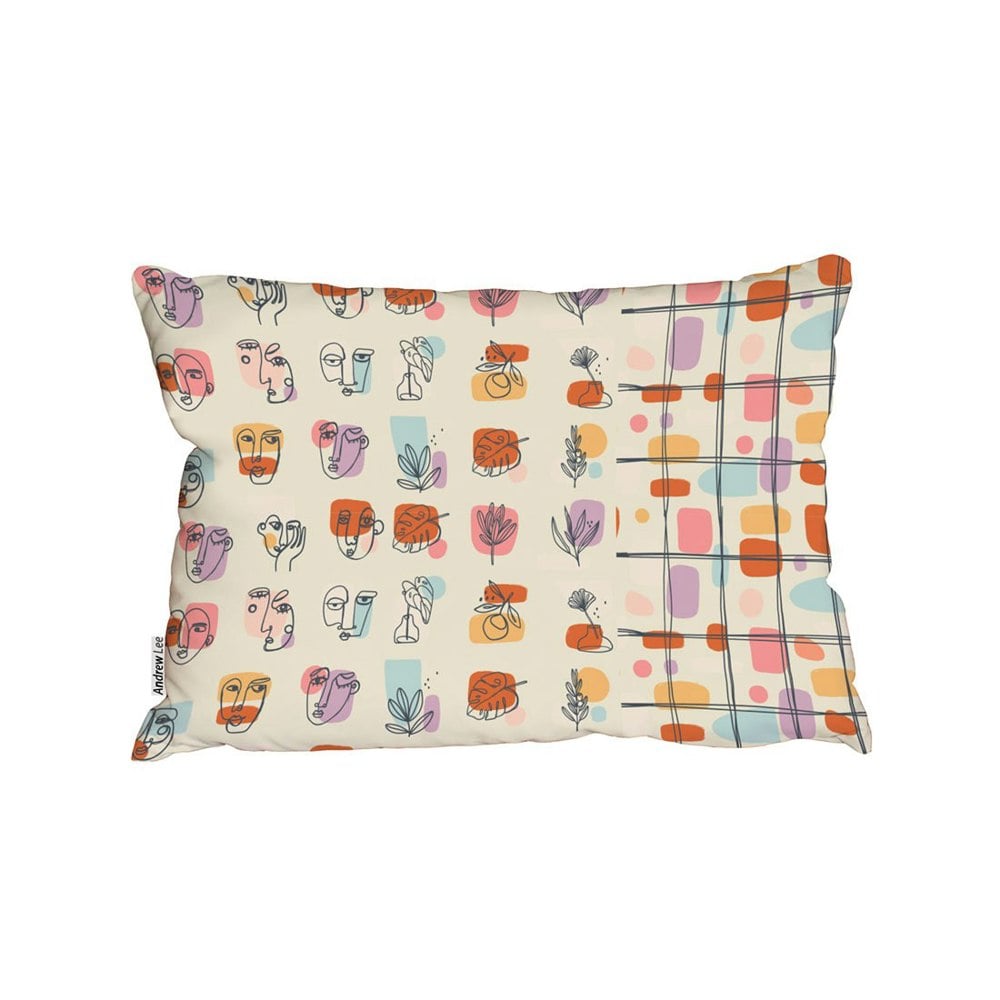 Benjamin Tate Design Various Faces, Leaves And Flowers, Abstract Shapes (Outdoor Cushion)