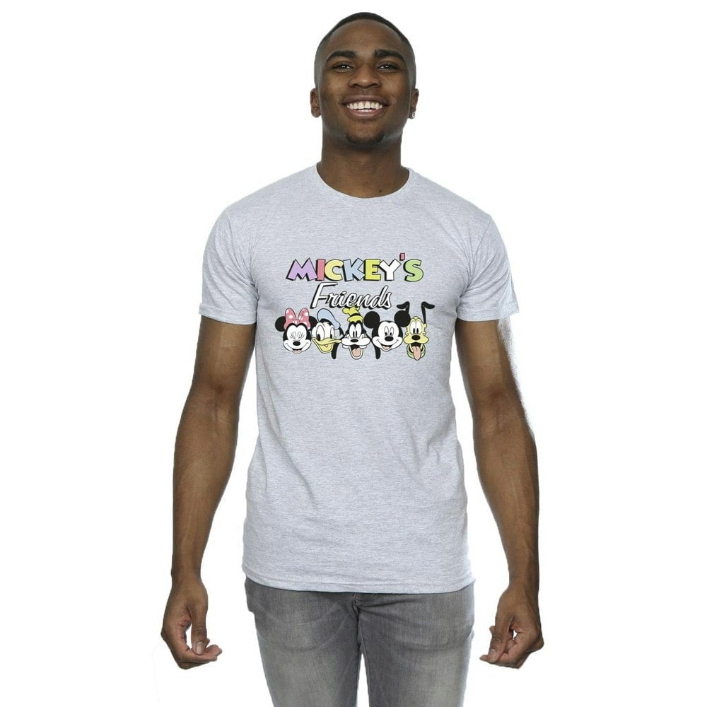 Disney Mens Mickey Mouse And Friends Faces T-Shirt - Sports Grey