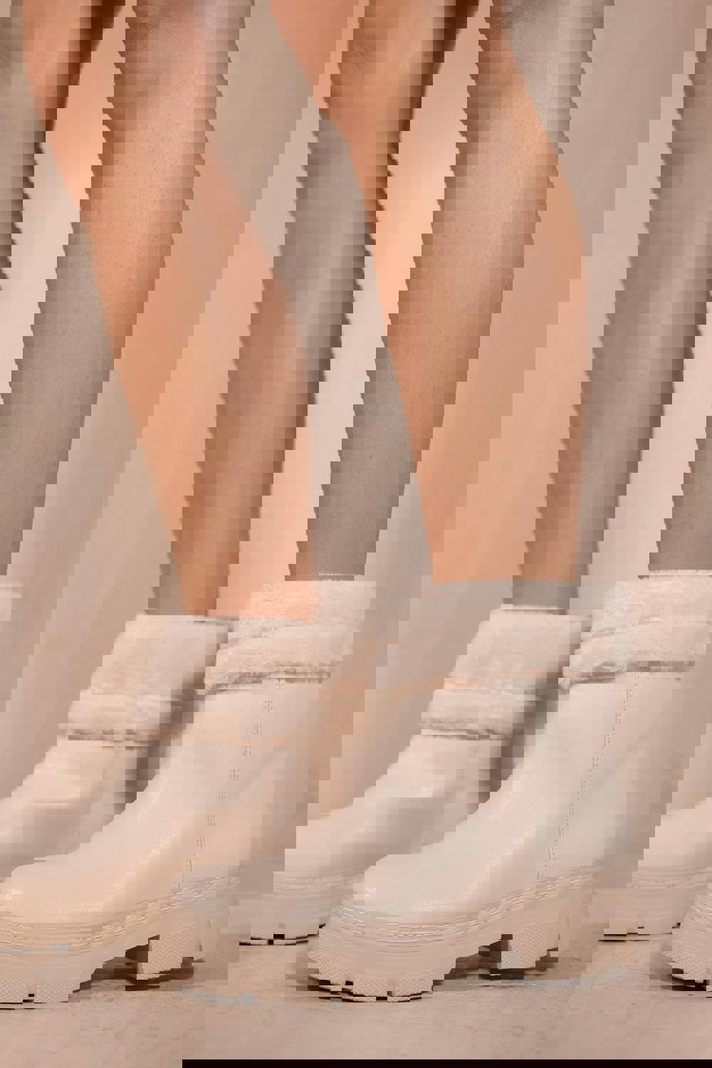 Where's That From Margot Platform Fur Lined Chelsea Boots in Ivory Cream