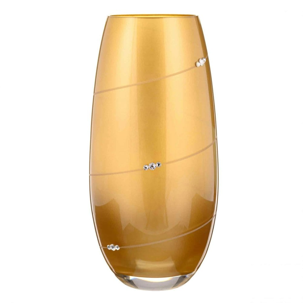 Diamante Silhouette Gold Barrel Vase Adorned with Swarovski® Crystals - 25cm