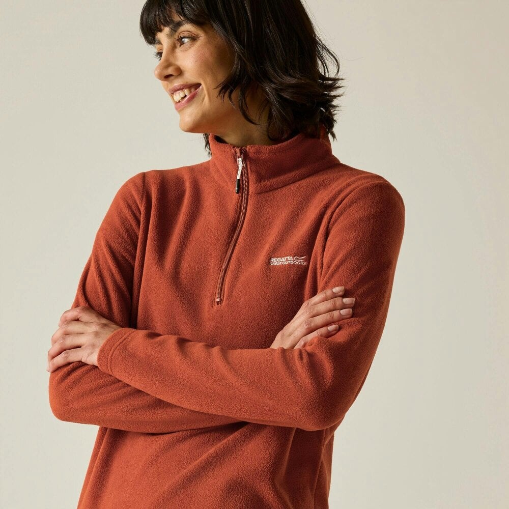 Regatta Great Outdoors Womens Sweetheart 1/4 Zip Fleece Top - Brick - 10 UK - Brick - 100% Polyester