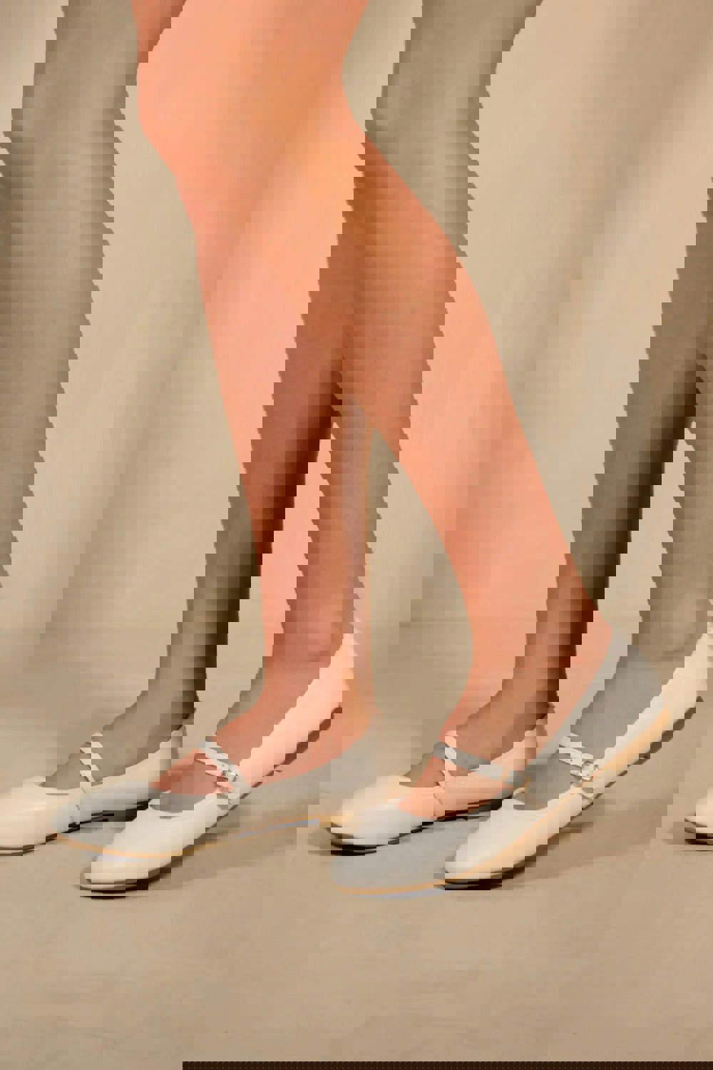 Where's That From Josie Wide Fit Ballerina Flats With Strap Detail in White Faux Leather