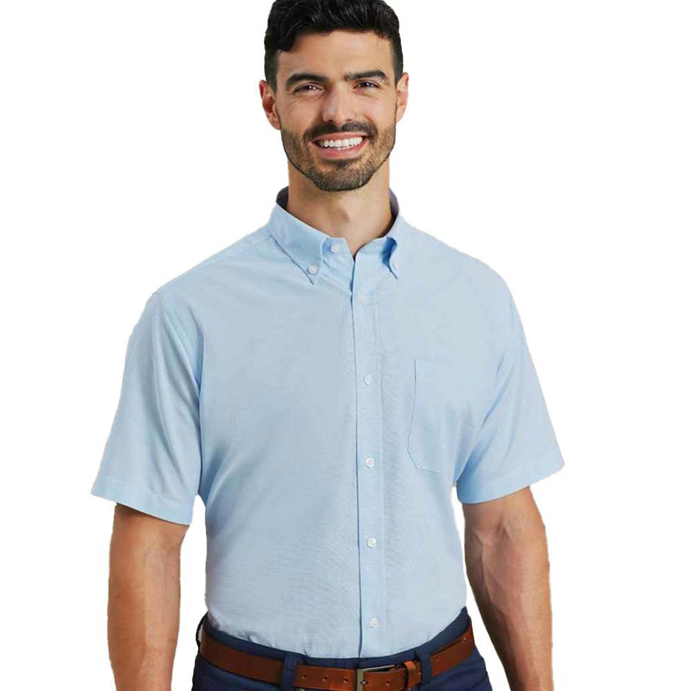 Premier Mens Signature Short-Sleeved Shirt - Light Blue