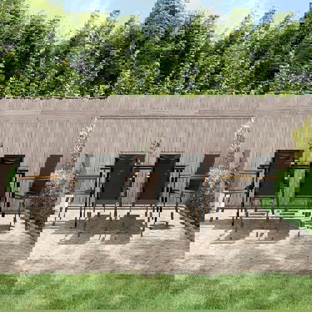 Berkfield 7 Piece Garden Dining Set Black Textilene and Steel