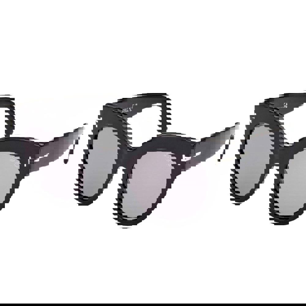 Tom Ford Smoke Mirror Lens Shiny Black Thick Framed Sunglasses One Size