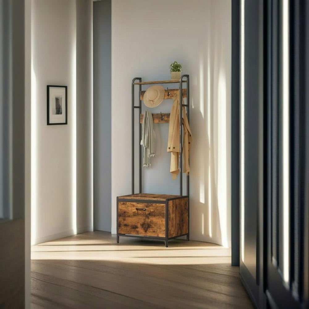 Modcraft Industrial Coat Rack with Shoe Storage