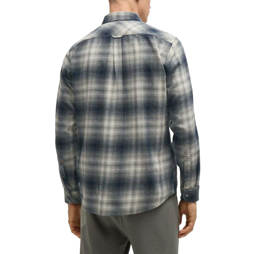 Boss Mens Rickert Cotton & Flannel Shirt - Grey