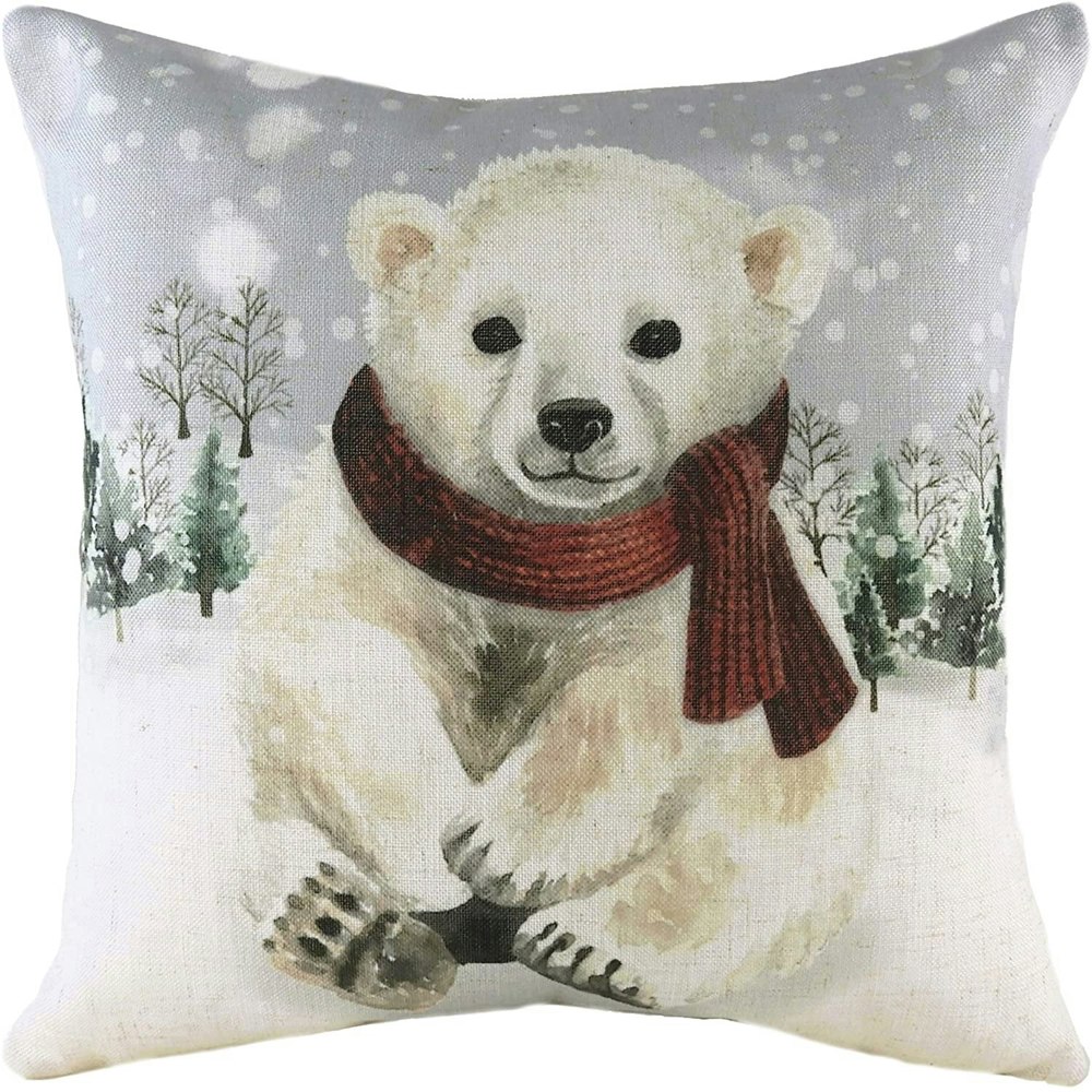 Evans Lichfield Snowy Polar Bear Cushion Cover - Multicoloured