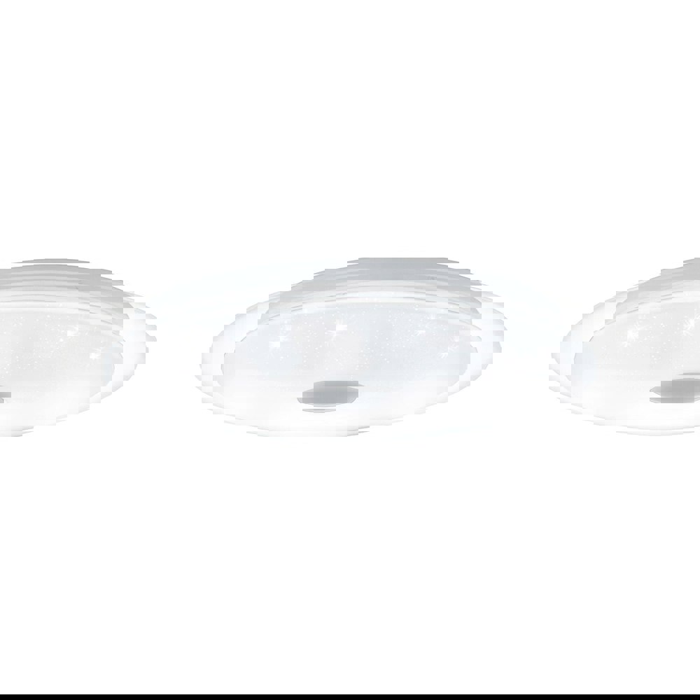 Wall Flush Ceiling Light White Shade White Chrome Plastic Crystal Effect LED 24W Loops