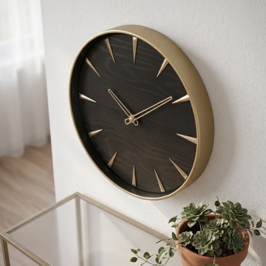 Garden Greatness Timeless Black & Gold Modern Wall Clock