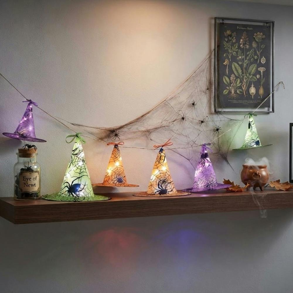 Garden Greatness Hanging Light Up Spider Witch Hats