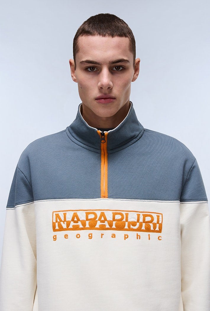 Napapijri Men's Saturnia 1/2 Zip Sweatshirt - Blue / Cream