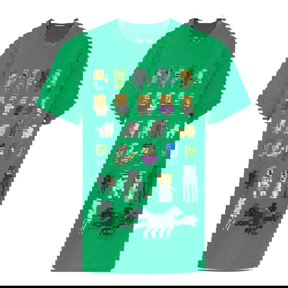Minecraft Official Boys Sprites Characters T-Shirt - Green