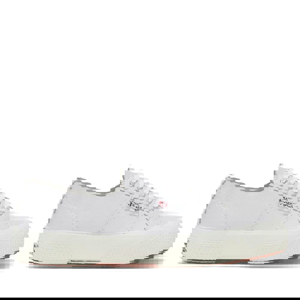 Superga Womens 2750 Nappa Leather Trainers - Optical White/Silver/Avorio