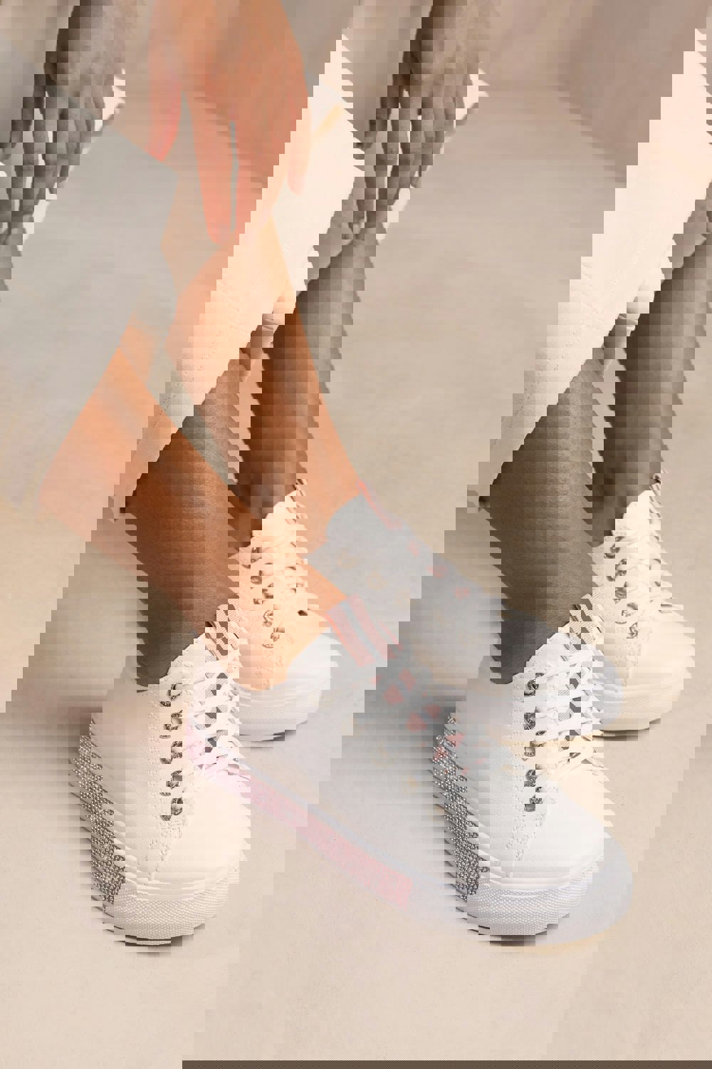 Where's That From Splendor Crystal Trim Trainers in Pink