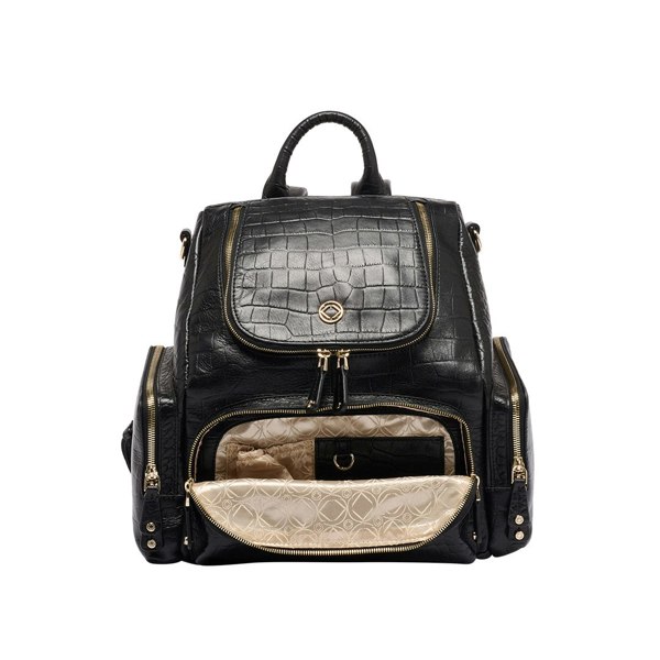 KeriKit England Amber Midi Embossed Leather Backpack - Black