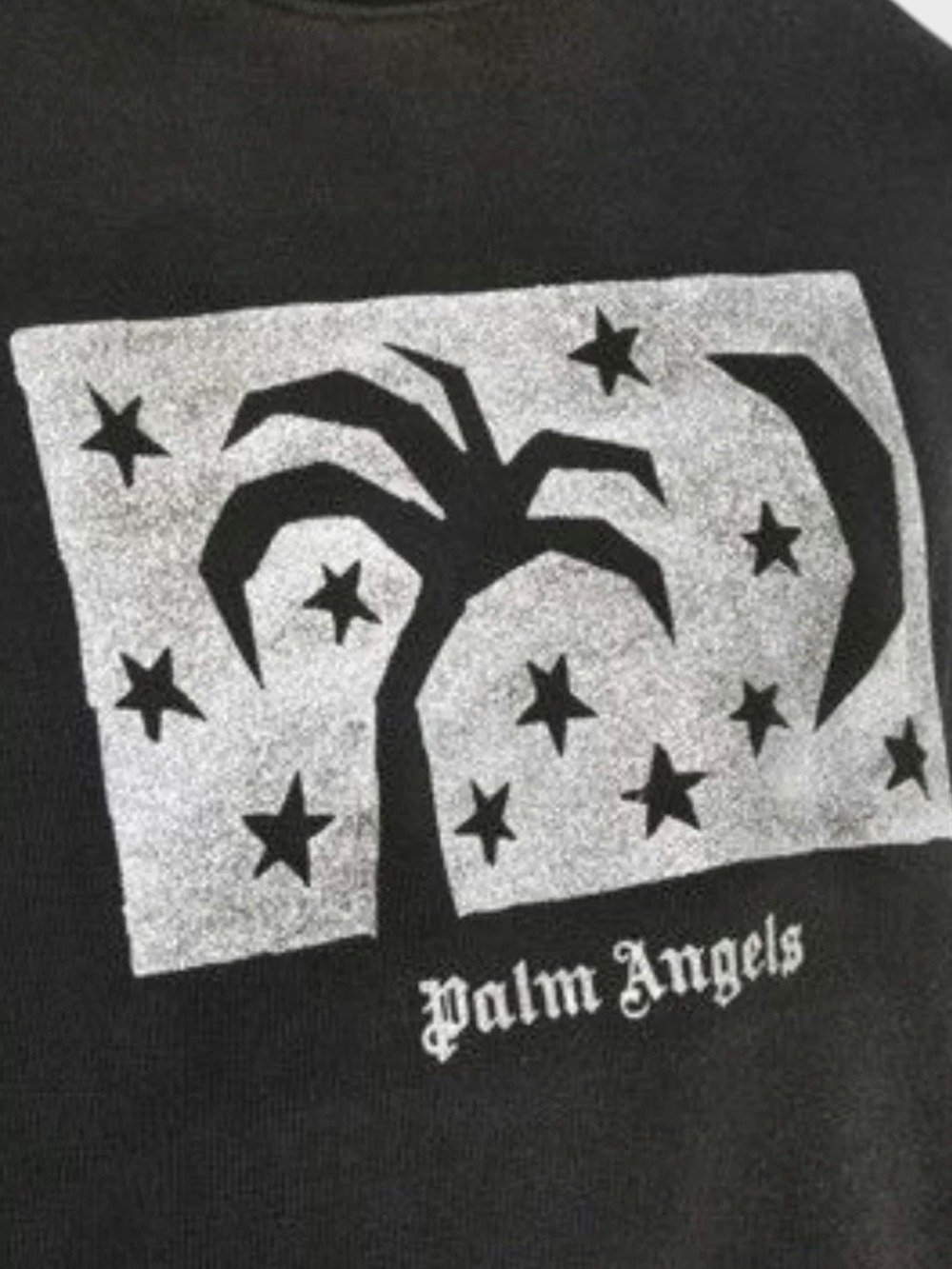 Palm Angels Glitered Nightsky Logo Crewneck Black - Mens