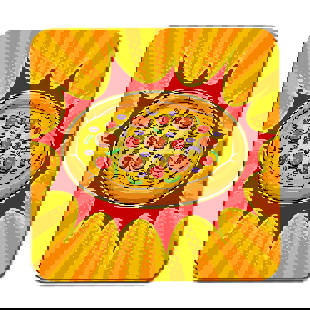 Benjamin Tate Design Round pizza pop art retro (Coaster)