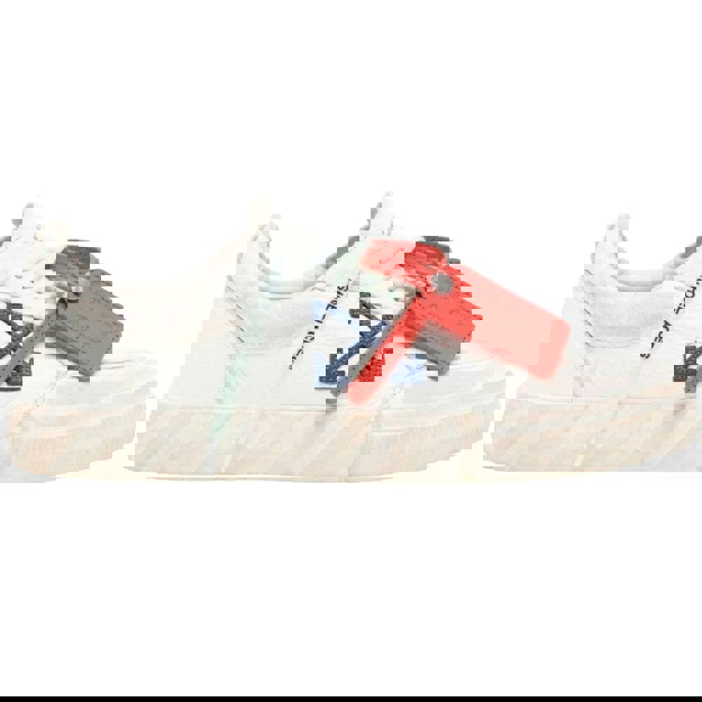 Off-White Low Vulcaniized Distressed White Leather Sneakers
