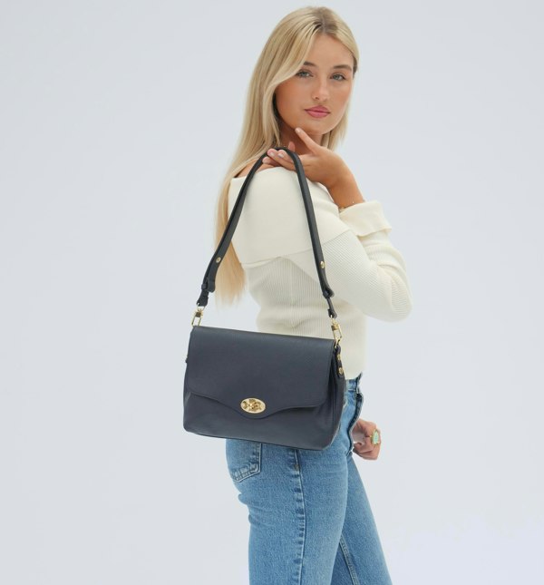 The Maddie Maxi Leather Bag - Navy