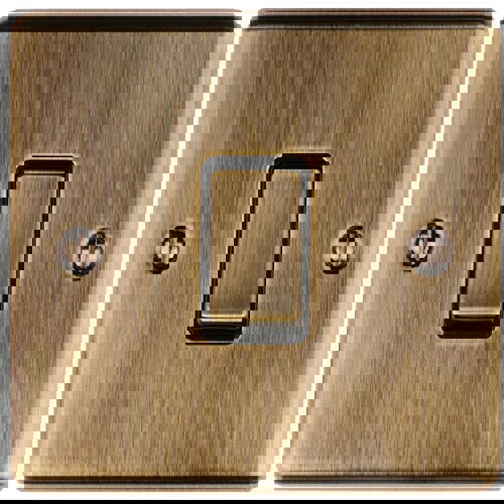 1 Gang 20A Single Light Switch ANTIQUE BRASS & BLACK TRIM 2 Way Metal Rocker