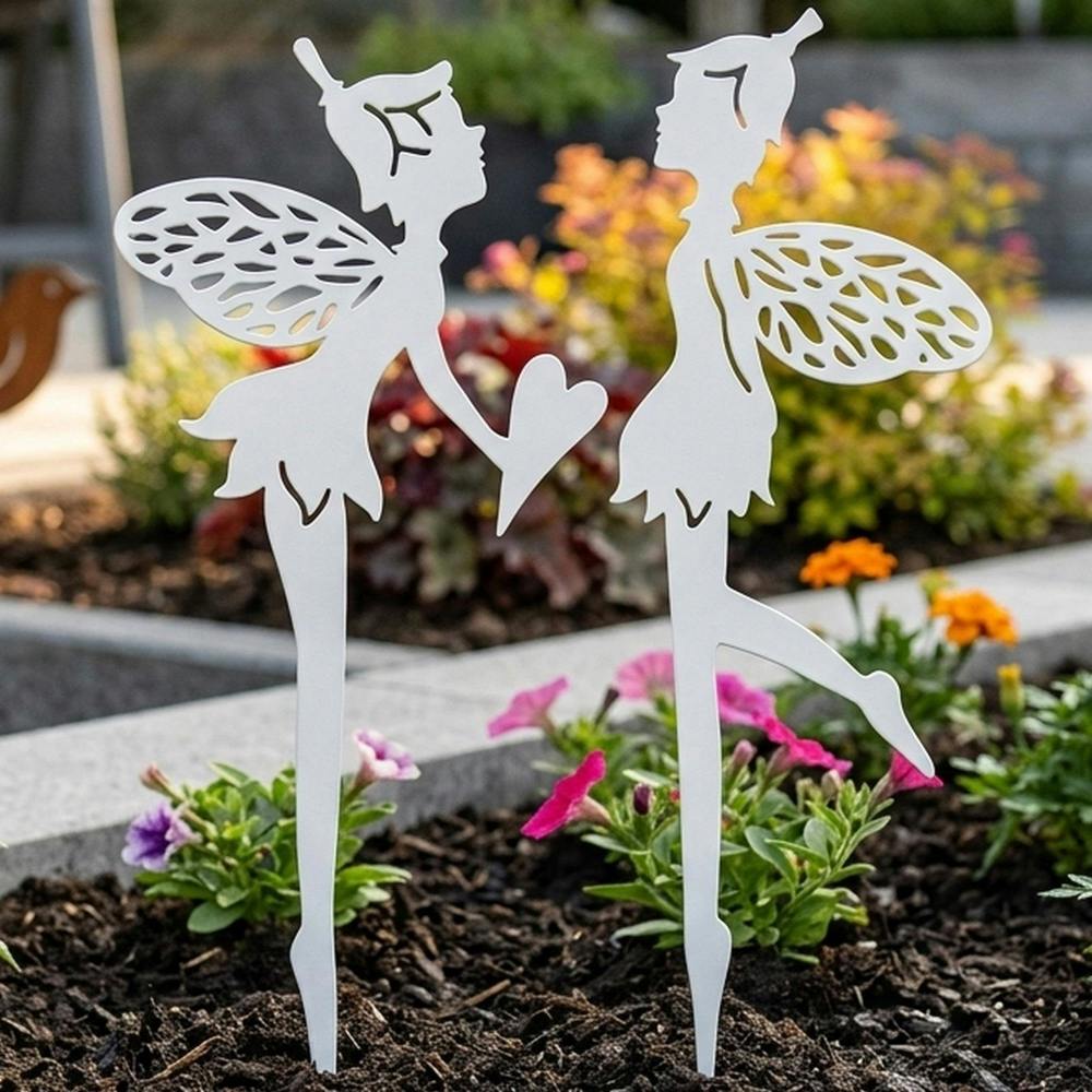 Garden Greatness Duo Blanc Fairy Decorative Garden Stakes