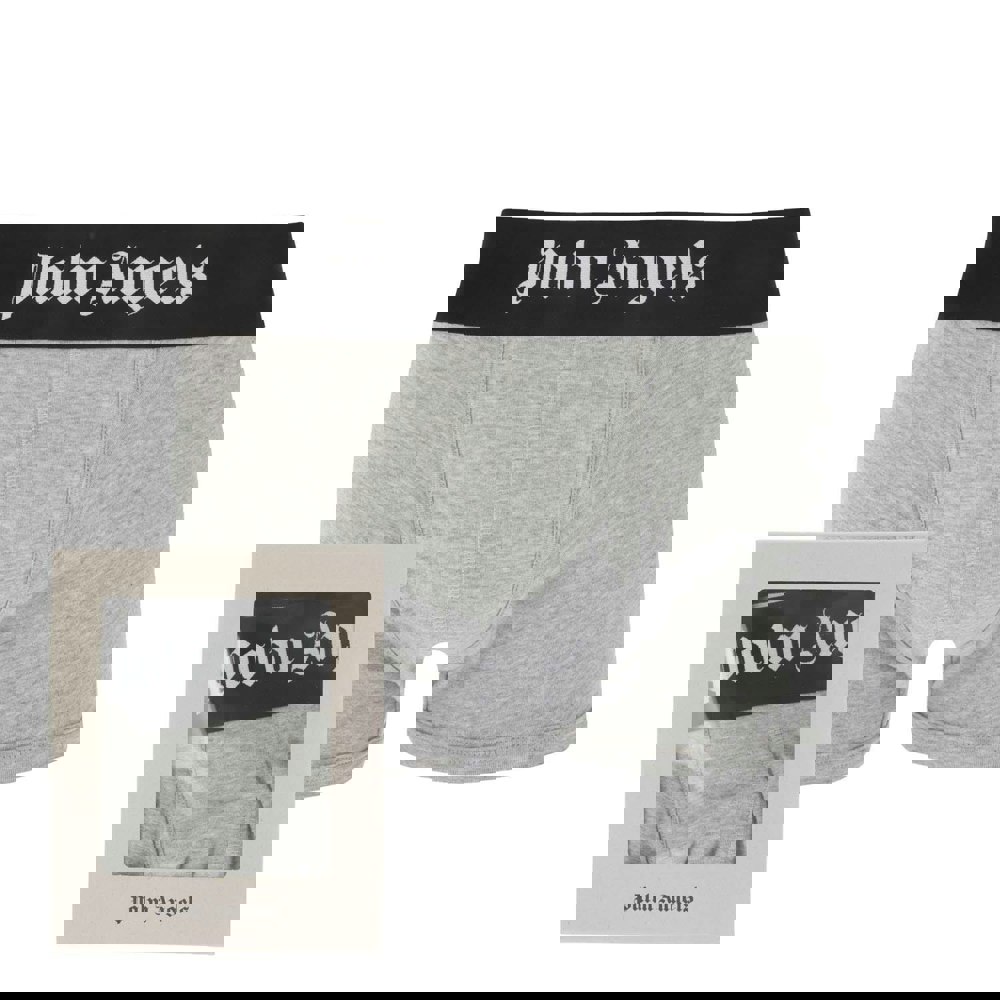 Palm Angels Mens Boxer Shorts - Grey-White