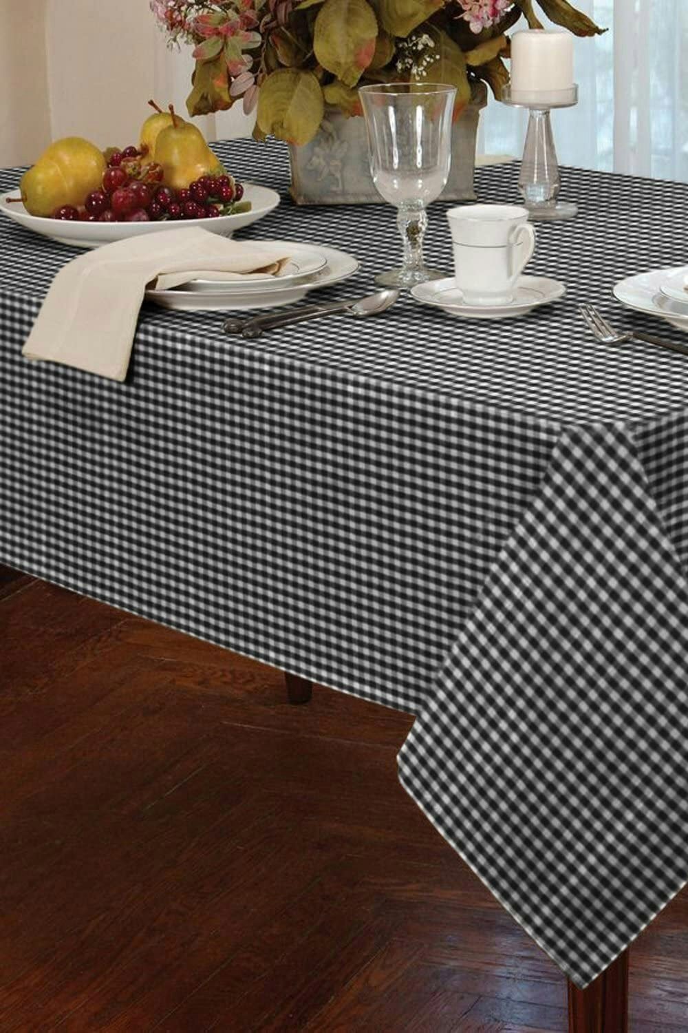 Alan Symonds Gingham Check Table Cloth - Black