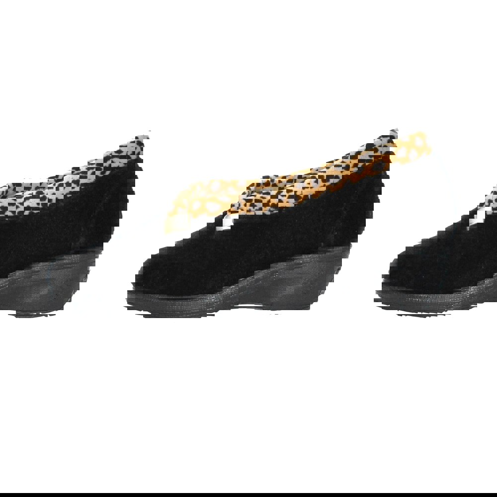 Lunar Womens/Ladies Paloma Leopard Print Slippers - Black