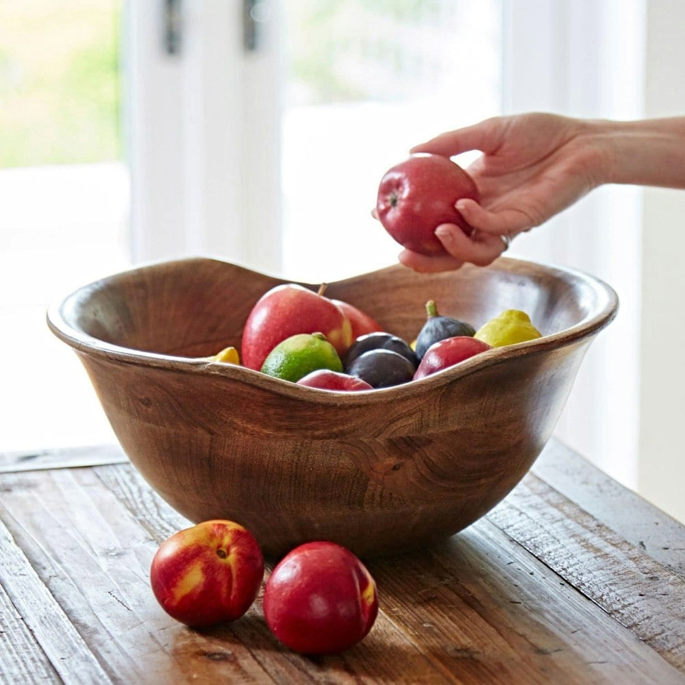 Paper High Natural Mango Wood Fruit Bowl