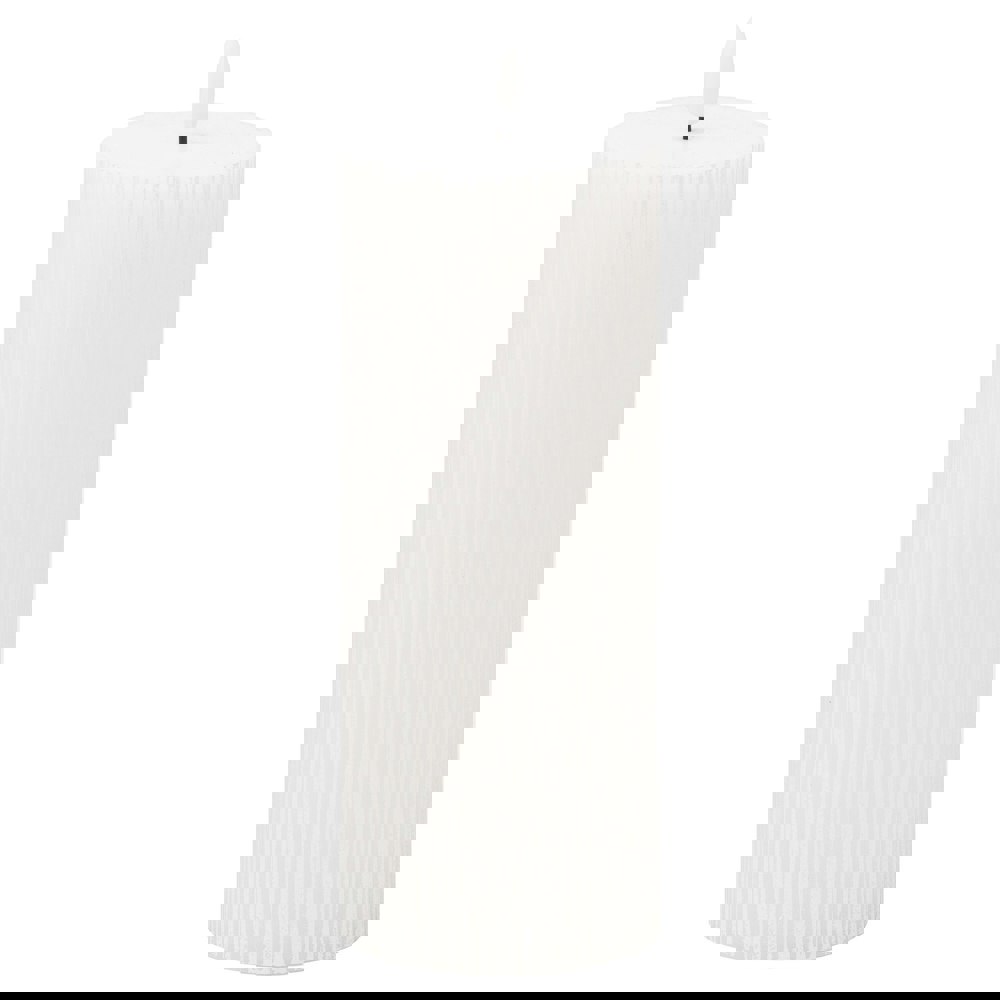 Hill Interiors Luxe Collection Ribbed Natural Glow Electric Candle - White