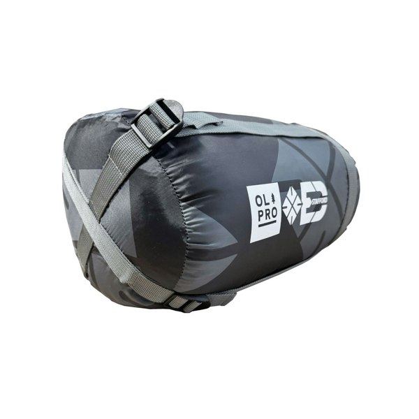 A white background image of the OLPRO X Stafford Sleeping bag black in it